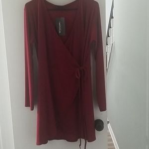 Burgundy Wrap Dress